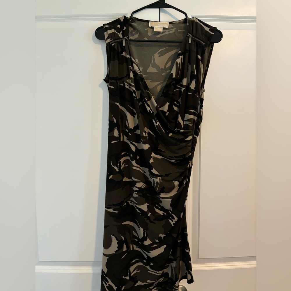 EUC Michael Kors Camouflage Dress Rouching